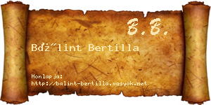 Bálint Bertilla névjegykártya